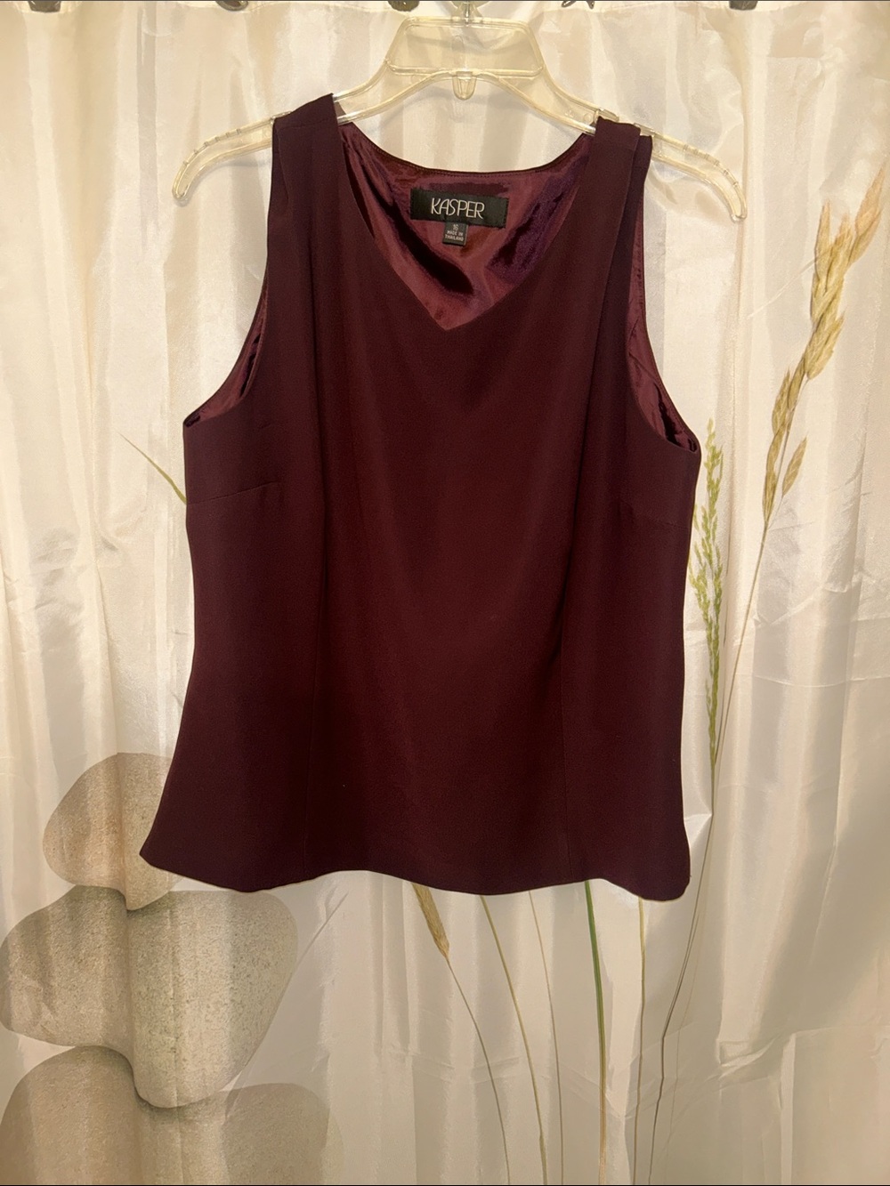 Kasper Sleeveless Shell Top - Deep Plum